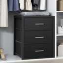 BOLUO Closet Drawers Black Fabric 3 Drawer Small Dresser for Closet Organizers and Storage Bedroom Dorm Modern