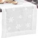 Snowflake Embroidered White Christmas Table Runner - Ideal for Christmas Decor, Rustic Farmhouse Holiday Decor, and Winter Wonderland Table Decorations - White (14 x 72 Inches Long)