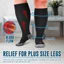 Doctor's Select 3 Pairs Plus Size Compression Socks Wide Calf | 20-30 mmHg Compression Socks for Women Wide Calf (Black, XX-Large )