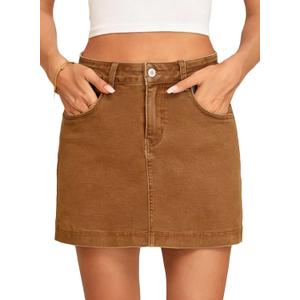 Sidefeel Skorts for Woman Jean Skirt High Waisted Stretchy Denim Skort Mini Skirts with Pockets