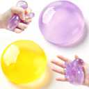 2 Pcs Coconut Oil Squishy, Shapeable No Rebound Stress Relief Ball, Fun Sensory Fidget Toy, Study Work Relaxation Desk Decor, Fun Anxiety Gift for Adults & Kids. (Purple+Orange)