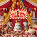 Aurelema 16.5 Inch Lighted Carnival Party Decoration Carnival Ticket Wooden Sign Circus Light Up Hanging Door Decor with 20 LED String Lights for Circus Indoor Outdoor Party Decoration