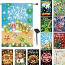 Remagr 12 Pcs Solar Garden Flags 28 x 40 Inch Seasonal LED Double Sided Yard Flags Halloween Christmas Fall Thanksgiving Day Decorations Welcome Garden Holiday Yard Outside Lawn Decoration