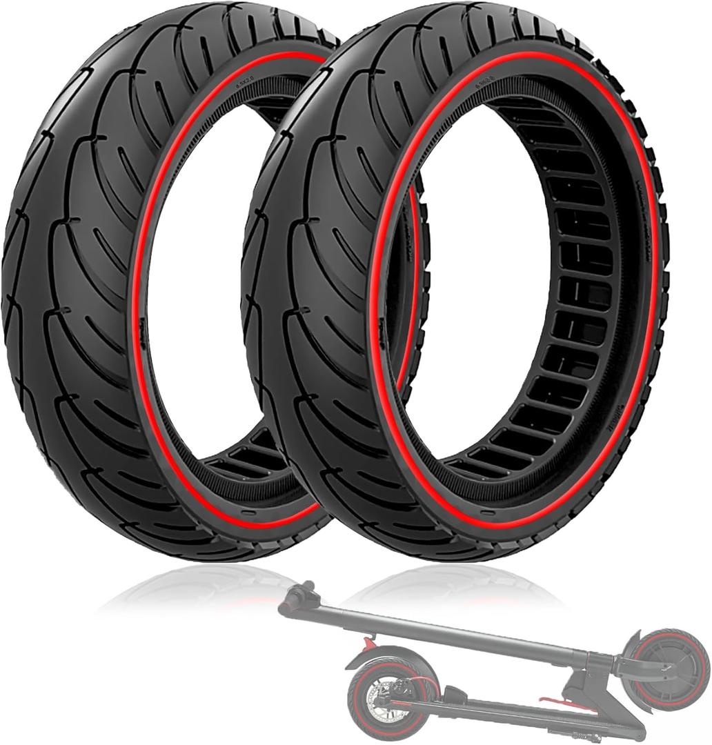 8.5x2.0 Solid Tire, 50/75-6.1 Scooter tire 8 1/2x2 Inch Replacement Tire, Fit for isinwheel S9 pro iScooter i9/ i8 Electric Scooter, Explosion-Proof Wheel, Red 2pcs