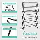 ZOES HOMEWARE 4 Tier Clothes Drying Rack Foldable | Foldable Clothing Drying Rack | Laundry Drying Rack Collapsible for Laundry Room, Dorm, Expandable Sturdy Metal Design | Black 29"L x 11.5"W x 53"H