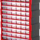 INTERTOOL Small Parts Organizer for Hardware & Screws | 60 Removable Bins with Dividers | Wall Mount or Desktop Craft & Lego Storage Cabinet | 19” x 15” x 7” BX08-4016