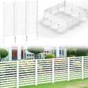 Fence Privacy Screen 12 Pack Garden Fence Panels Plastic Dog Fence Outdoor No Dig Fencing with Stakes Air Conditioner Trash Can Pool Equipment Enclosure for Outside Backyard Patio, White