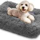 MoNiBloom 28.5"x21"x4" Dog Beds for Small Size Dogs Machine-Washable Long Plush Pet Beds Warming Cozy Soft Bed for Dogs and Cat, Dark Grey