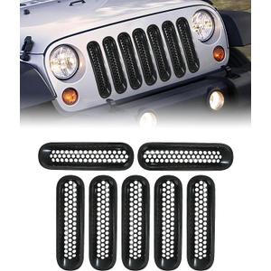 7 Packs Front Grill Mesh Inserts Clip-in Honeycomb Grille Guards,Grill Mesh Inserts Front Grille Guard Cover Trim