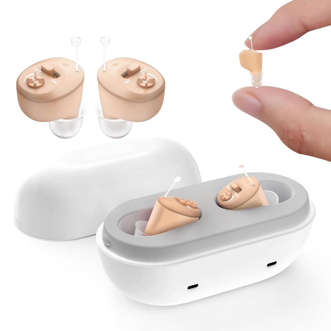 Hearing Aids Not Amplifier for Seniors Rechargeable, OTC In-the-Ear Hearing Aid, Hearing Aides for Adults Men Women Elderly Hearing Loss, Invisible Hearing Ear Buds Earbuds