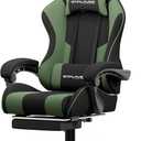 GTPLAYER Gaming Chair, Computer Chair with Footrest and Lumbar Support, Height Adjustable Game Chair with 360-Swivel Seat and Headrest and for Office or Gaming (Green, Fabric)