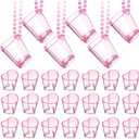 Sieral 24 Set Valentines Day Shot Glass on Beaded Necklace Bachelorette Pink Heart Shaped Shot Glasses Cute Plastic Cups Necklace Beaded Set for Birthday Wedding Party Favors Supplies Decorations
