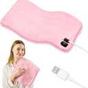 USB Heating Pad, Car Heating Pad 18"x 12", Portable Heated Pads for Travel, 5V Heated  3 Heat Settings, Machine Washable, Pink