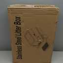 Stainless Steel Litter Box with Lid,Front Entry Top Exit Kitty LitterBox,Extra Large Enclosed Metal Cat Box with Litter Scoop & Litter Mat-Black