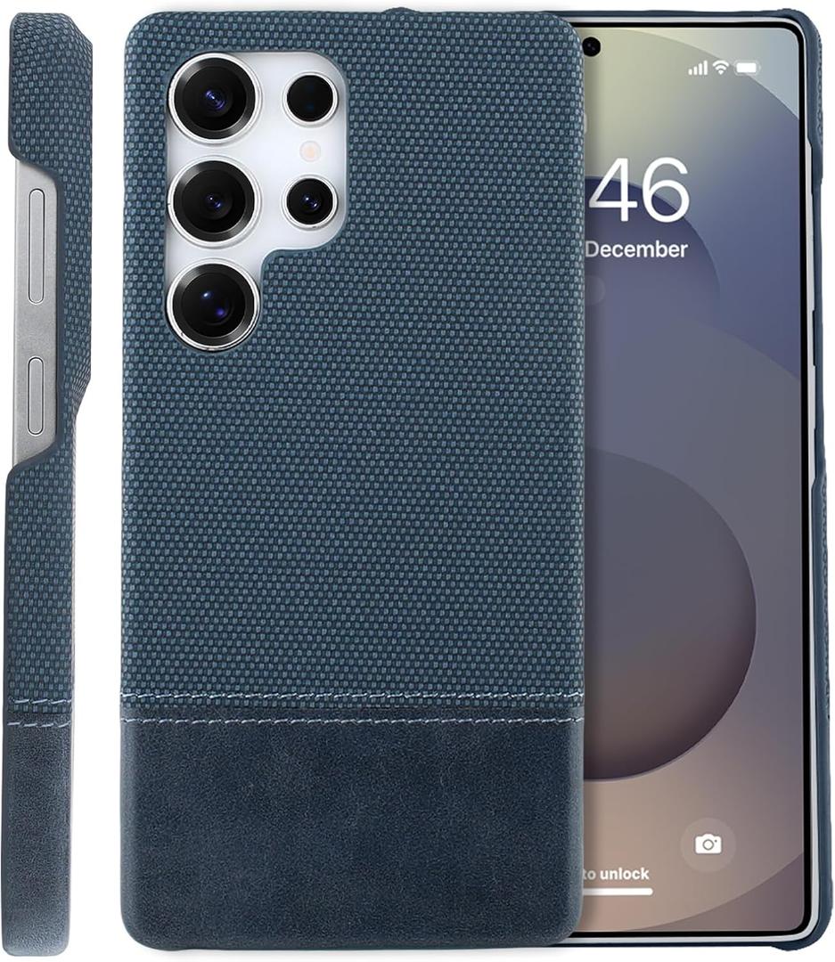 SOKAD Magnetic for Samsung Galaxy S25 Ultra Case Frameless, Blue | Compatible with Magsafe, Premium Leather Materials, Thin Slim Borderless, Classic Vintage Elegant for Men Women