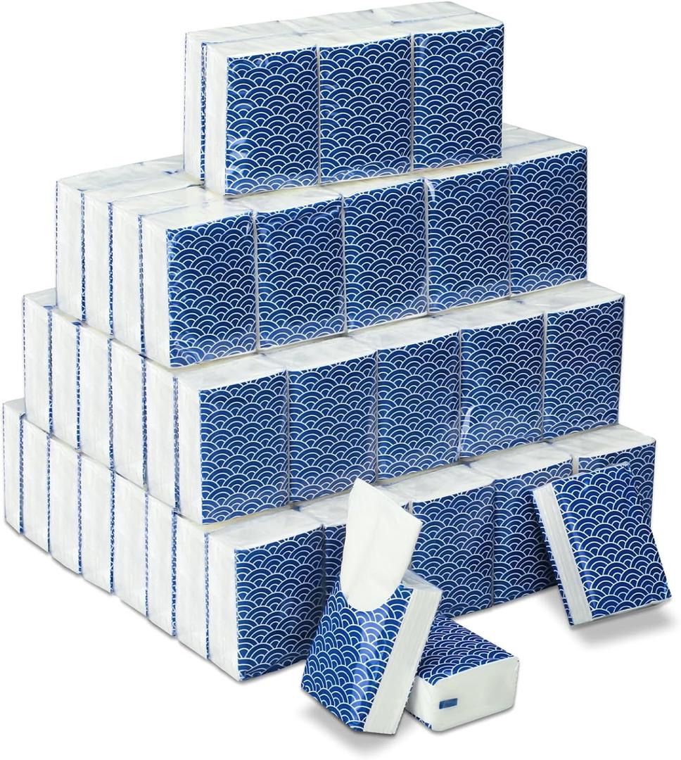 Therwen 100 Pack Pocket Tissues Travel Packs Bulk 1000 Sheet Mini Tissues Bulk 3 Ply Small Travel Size Paper Individual Pocket Size (Cool)