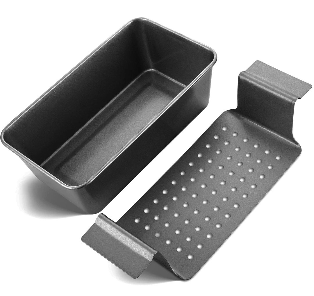 HONGBAKE Meatloaf Pan with Drain Tray, 9 x 5 Inches Loaf Pans with Insert