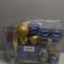 32PCS Christmas Ball Ornaments Set Large Shatterproof Plastic Decorative Baubles with Hand-Help Gift Boxes for Xmas Tree Wedding Party Holiday - Navy Blue, Gold