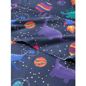 Kids Queen Size Space Dinosaur Bed Sheets - 4 Piece Dinosaur Microfiber Sheet Set - Dino Print Bedding - Soft, Cute, Breathable & Machine Washable - Colorful Bed Set for Boys, Girls, Teens & Toddlers 30 - Space Dino, Queen