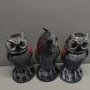 Hausse 3 Pack Bird Scarecrow Fake Owl Decoy Sculpture, Rotating Head Plastic Owl Bird Deterrents, 10.6 Inch Height Nature Enemy Horned Pest Repellent for Outdoor Garden Yard