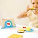 Melissa & Doug Bread and Butter Toaster Set (9 pcs) - Wooden Play Food and Kitchen Accessories