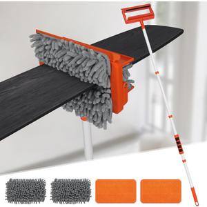 Qaestfy Ceiling Fan Cleaner Duster with 62.5 Extendable Long Handle Ceiling Fan Blade Cleaning Tool, Reusable Chenille & Microfiber Mop Head for Dusting Ceiling Fan Baseboard Wall Floor