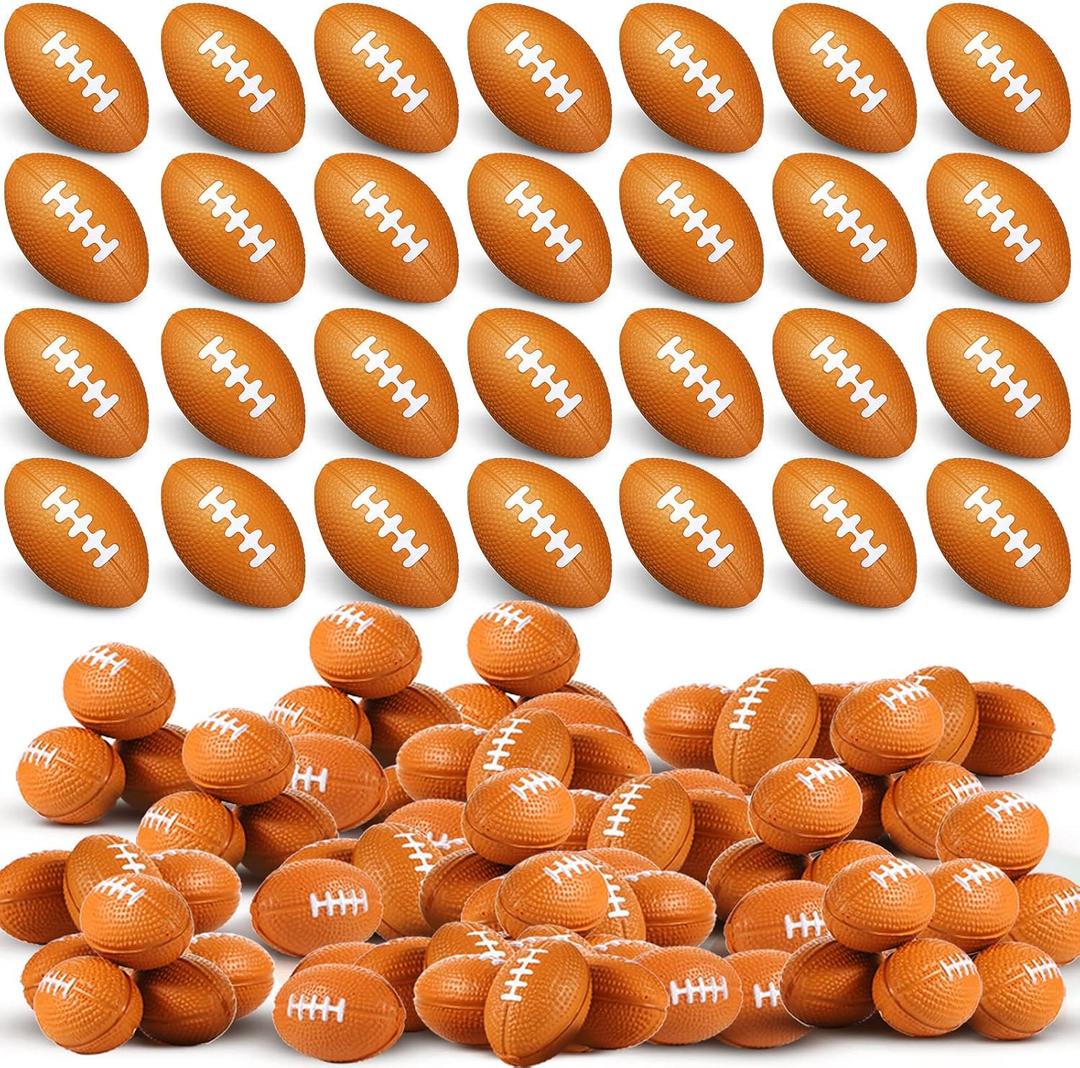 Civaner 100 Packs Mini Football Sports Stress Balls Foam Small Football Mini Sports rugbys Small Foam Relief Balls Party Favors for Carnival Reward(Brown) (1.18 Inch)