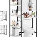 K2 Heavy Duty 7-Tier Over The Toilet Storage CabinetWith Magnetic Doors & Adjustable FeetFreestanding Above Toilet ShelfSpace Saver Bathroom Organizer 9.3"D x 31.5"W x 67.2"HBeige White