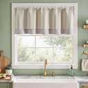 jinchan Colorful Striped Linen Double Layer Valance Christmas Pinstripe Cafe for Living Room Bathroom Light Filtering Drapes for Small Window Farmhouse Valance Rod Pocket 1 Panel 18 Inch Multi Green