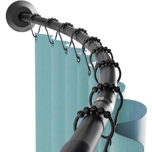 Zenna Home Matte Black, Curved Shower Curtain Rod, Tension or Permanent Mount, Easy Install, Rounded for Extra Room, 50 to 72 Inches