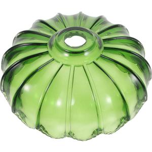 Glass Pendant Lamp Shade Decorative Lamp Cover for Ceiling Light Aesthetic Decorative Lampshade (26cm*26cm*10.5cm, Dark Green)