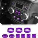JeCar for 2012-2018 Jeep Wrangler JK Window Switch Button Knob Cover Trim Kit  Purple Aluminum Interior Decoration Accessories