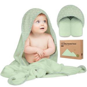 KeaBabies Hooded Baby Towel for Newborn - Viscose Derived from Bamboo Large Baby Bath Towels with Hood for Boys, Girls, Toddler, Extra Absorbent & Soft Newborn Bath Essentials (Dinos, Petite 30x30)