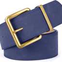 XZQTIVE Women Wide Chunky Belt for Dresses Fashion Thick Suede Belt with Gold Buckle (Fit Waist Size 33"-39", Navy Blue)