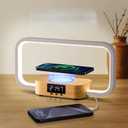 Bedside Lamp with Wireless Charger & USB Port  Touch Control Nightstand Table Lamps, RGB Color Changing, Stepless dimming, 7 Color, Modern LED Desk Lamp with Clock for Bedroom, Gifts for Women, Men (Medium)