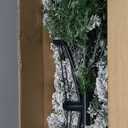 Sweetcrispy 6ft Snow Flocked Pencil Christmas Tree, Prelighted Artificial Slim Christmas Trees with 250 Incandescent Lights, 571 Branch Tips & Foldable Base for Home, Office, Party Decoration (Pencil-green & White)