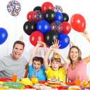 6 x 60Pcs Balloons 12 Inch Blue Black Red Balloons Birthday Party Supplies Latex Helium for Arch Garland Kit Boys Girls Themed Birthday Party Decorations Baby Shower Favors (Black)