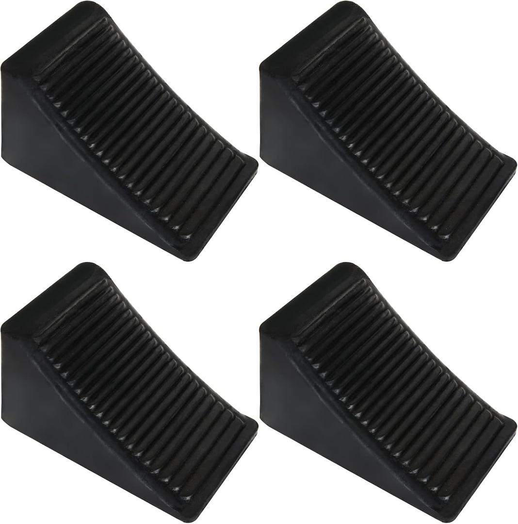 CertBuy 4 Pack Wheel Chock for Trailers, RV Wheel Chocks Heavy Duty, Black Rubber Wheel Chocks, Trailer Wheel Chocks for Car, Travel Trailers, RV, Truck, and ATV, 6.3"4"4"