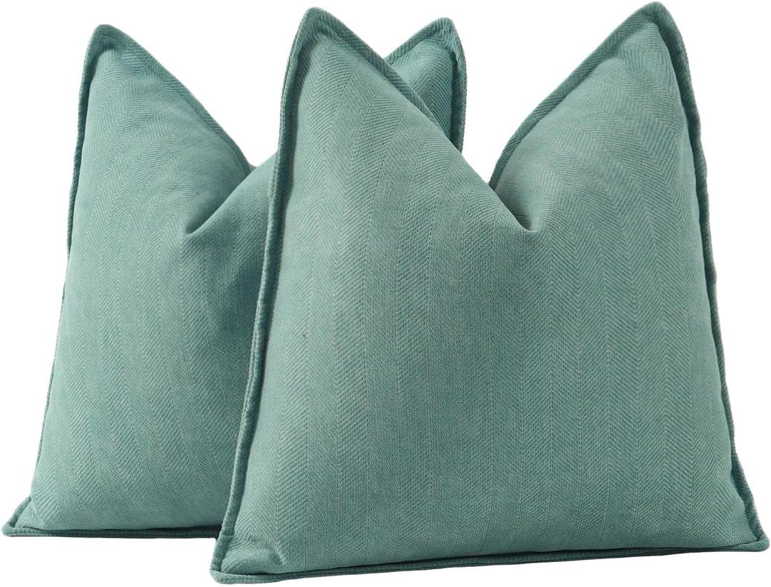 MADIZZ Textured Chenille Throw Pillow Covers Set of 2 Super Soft Decorative Pillow Covers Boho Cushion Covers Modern Pillowcases Farmhouse Home Decor for Sofa Bedroom 26x26 inch Greyish Blue
