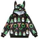 Goodstoworld Little Girls Ugly Christmas Hoodies Size 5-6T Casual Fuzzy Funny Pullover Warm Black Sweatshirt Bunny Girl Hoodie Christmas