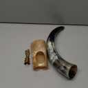 Viking Drinking Horn XL with Brass Fenrir Wolf Tip | Handcrafted Natural Ox Horn | Food Safe Polished Finish | Unique Norse Viking Gift for Men & Women | Medieval Mead