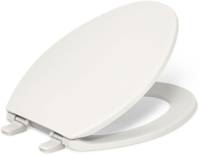 Kohler K-20110-96 Brevia Elongated Toilet Seat with Grip-Tight Bumpers, Quiet-Close Seat, Quick-Attach Hardware, Biscuit