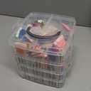 BYMORE 262 Pack Embroidery Thread Floss Kit Including 200 Colors 8 M/Pcs Cross Stitch Sewing Thread with Floss Bins and 62 Pcs Cross Stitch Tool,4-Tier Transparent Storage Box