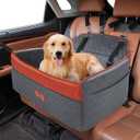 PetsHome Dog Car Seat for Medium Large Dogs, Detachable Washable Pet Booster Seat with Memory Foam Cushion, Side Pockets, 2 Clip-On Safety Leashes Pet Car Seat for Dog Up to 60 lbs/2 Small Dogs-Grey