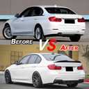 KHK Spoiler Compatible with F30, M4 Style Rear Spoiler, Carbon Fiber Look ABS Material Rear Wing Compatible with 2013-2018 BMW 3 Series F30 Sedan / F80 M3 Sedan