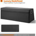 Fyzeoty Car Trunk Organizer for SUV and Sedan, Trapezoidal-Black, 29.5 in | Tailored for Rear Seats, Extra Large, Leather Storage Box, Magnetic Lid, Collapsible & Adjustable, WaterResist & DustProof