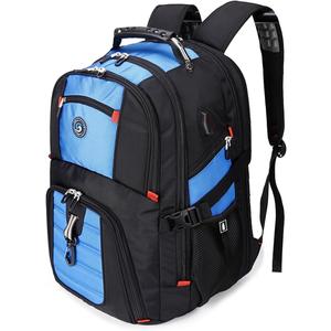 SHRRADOO Extra Large 50L Travel Laptop Backpack with USB Charging Port, College High School Backpack Airline Approved Business Work Bag Fits 17 Inch Computer for Men Women (Blue)