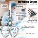 5 x Premium Facial Hair Small Grooming Scissors For Men Women - Eyebrow, Nose Hair, Mustache, Beard, Eyelashes, Ear Trimming Kit - Rounded Tips Blades