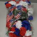 9 Pcs Patriotic Artificial Flowers Red White Blue Silk Roses with American Flags 4th of July Independence Day Decorations 250th Anniversary Party Centerpieces for Vase(Roses)