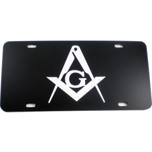 Mason Inlaid Symbol Mirror License Plate